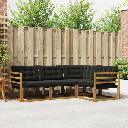 Utomhussoffset med kudde 4 pcs Naturlig och svart