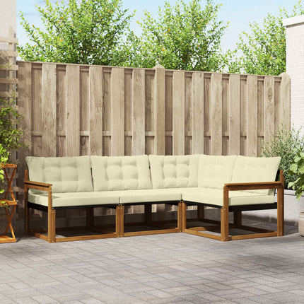 Utomhussoffset med kudde 4 pcs Naturlig och Grädde