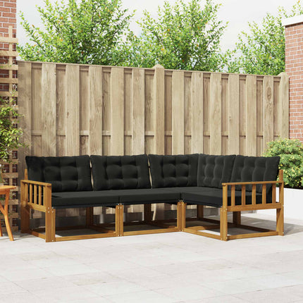 Utomhussoffset med kudde 4 pcs Naturlig och svart