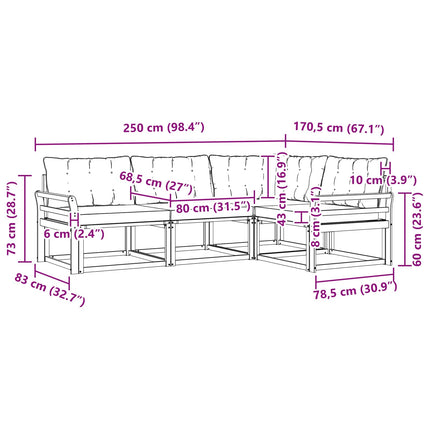 Utomhussoffset med kudde 4 pcs Naturlig och svart