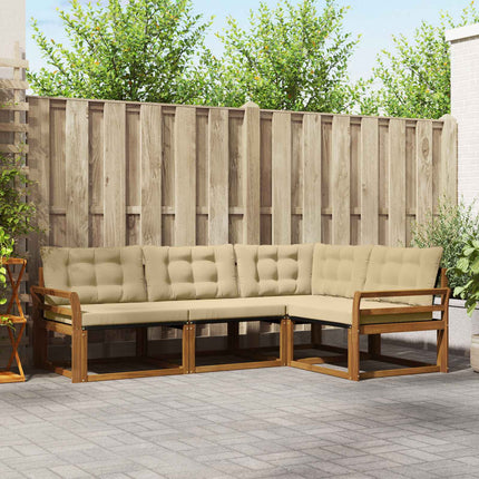 Utomhussoffset med kudde 4 pcs Naturlig och Beige