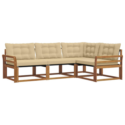 Utomhussoffset med kudde 4 pcs Naturlig och Beige