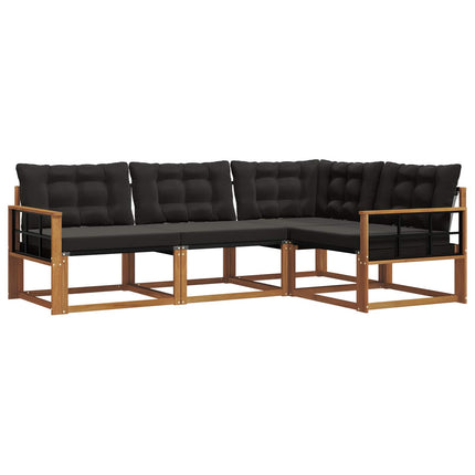 Utomhussoffset med kudde 4 pcs Naturlig och svart