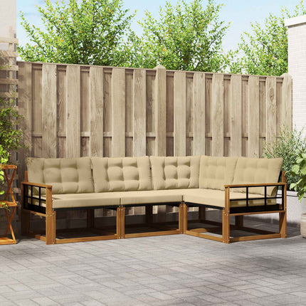 Utomhussoffset med kudde 4 pcs Naturlig och Beige