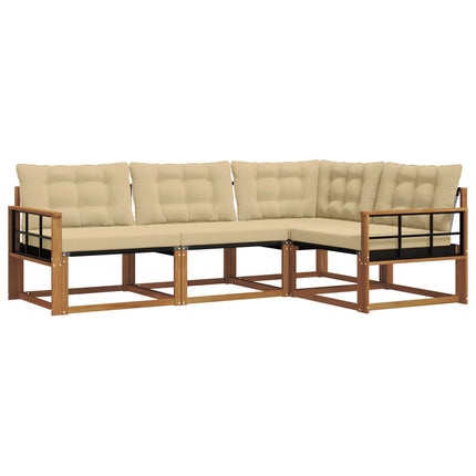 Utomhussoffset med kudde 4 pcs Naturlig och Beige