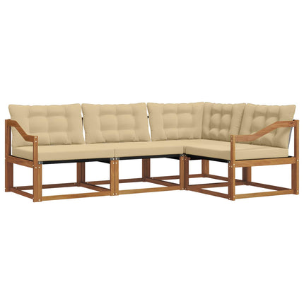 Utomhussoffset med kudde 4 pcs Naturlig och Beige