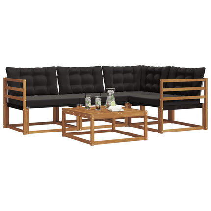 Utomhussoffset med kudde 5 pcs Naturlig och svart
