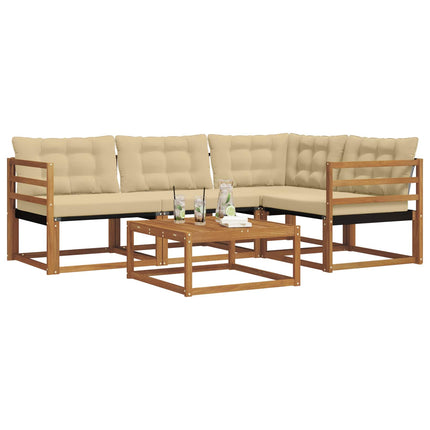Utomhussoffset med kudde 5 pcs Naturlig och Beige