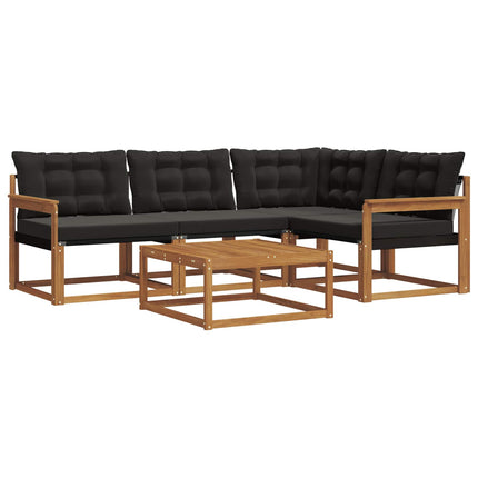 Utomhussoffset med kudde 5 pcs Naturlig och svart
