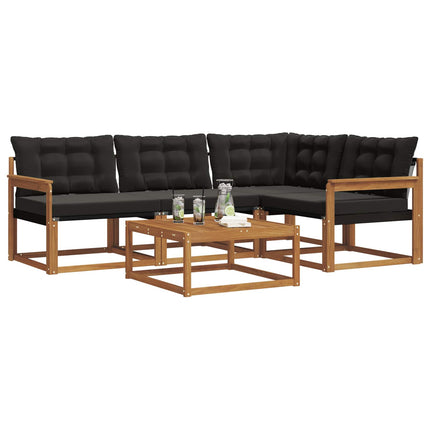 Utomhussoffset med kudde 5 pcs Naturlig och svart