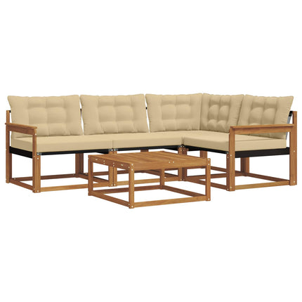Utomhussoffset med kudde 5 pcs Naturlig och Beige