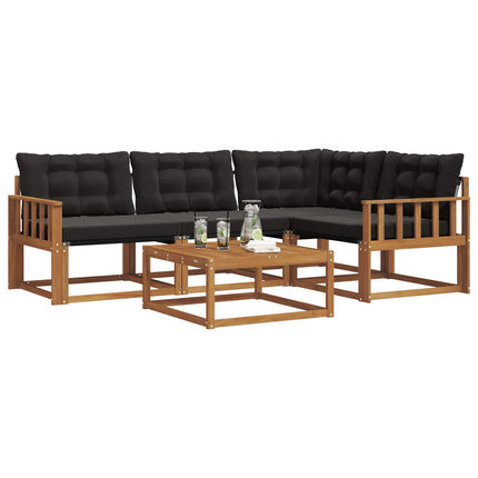 Utomhussoffset med kudde 5 pcs Naturlig och svart