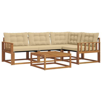 Utomhussoffset med kudde 5 pcs Naturlig och Beige