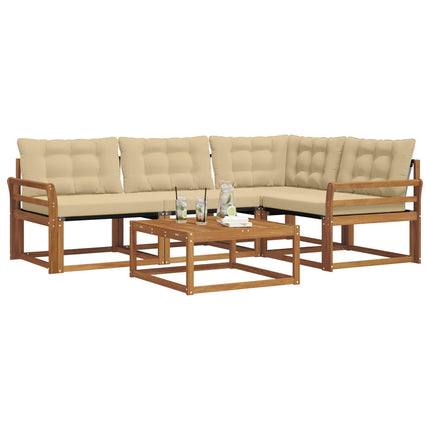 Utomhussoffset med kudde 5 pcs Naturlig och Beige