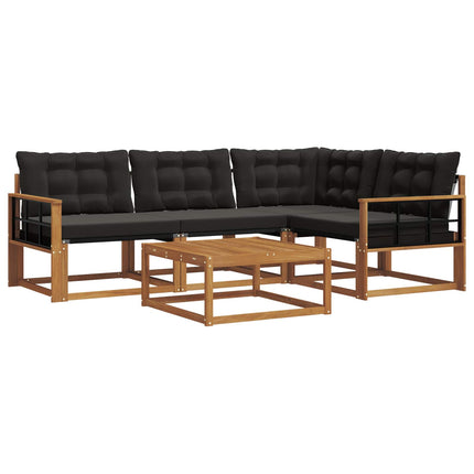 Utomhussoffset med kudde 5 pcs Naturlig och svart