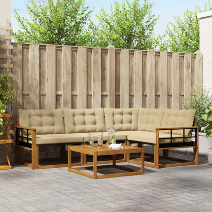 Utomhussoffset med kudde 5 pcs Naturlig och Beige