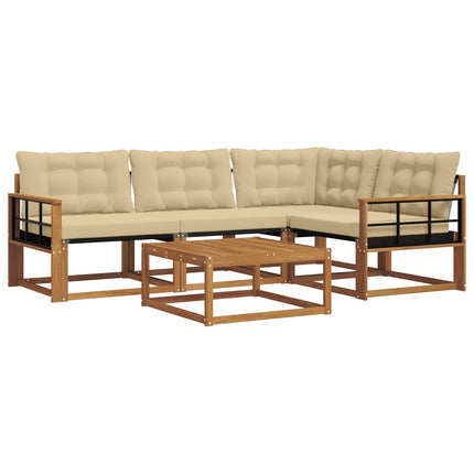 Utomhussoffset med kudde 5 pcs Naturlig och Beige
