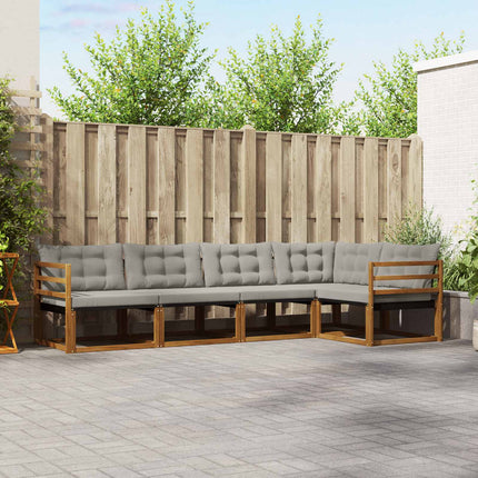 Utomhussoffset med kudde 5 pcs Naturlig och Ljus Grå
