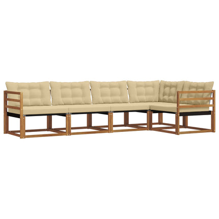 Utomhussoffset med kudde 5 pcs Naturlig och Beige