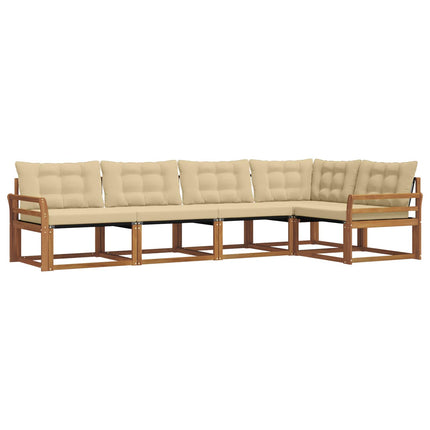 Utomhussoffset med kudde 5 pcs Naturlig och Beige