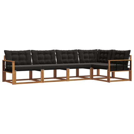 Utomhussoffset med kudde 5 pcs Naturlig och svart