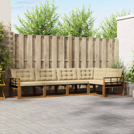 Utomhussoffset med kudde 5 pcs Naturlig och Beige