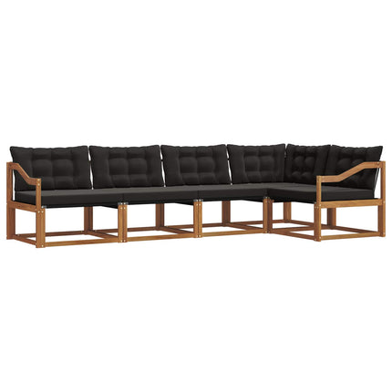 Utomhussoffset med kudde 5 pcs Naturlig och svart