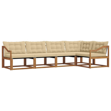 Utomhussoffset med kudde 5 pcs Naturlig och Beige