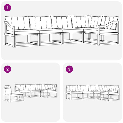 Utomhussoffset med kudde 5 pcs Naturlig och Beige
