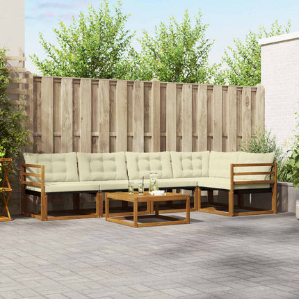 Utomhussoffset med kudde 6 pcs Naturlig och Grädde
