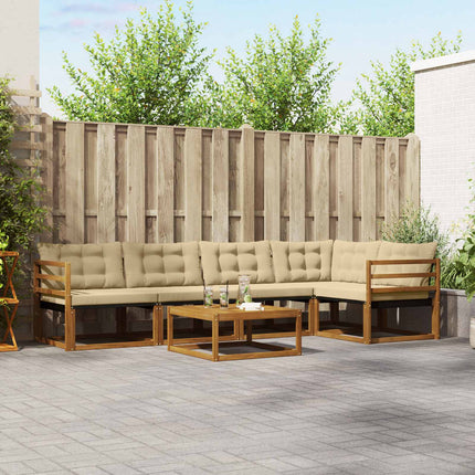 Utomhussoffset med kudde 6 pcs Naturlig och Beige