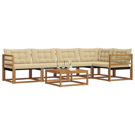 Utomhussoffset med kudde 6 pcs Naturlig och Beige