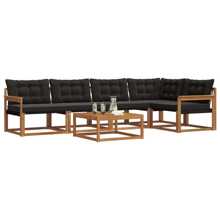 Utomhussoffset med kudde 6 pcs Naturlig och svart