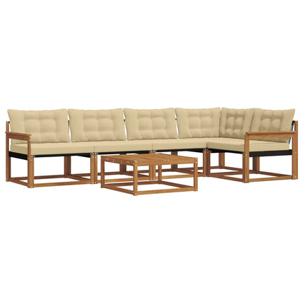 Utomhussoffset med kudde 6 pcs Naturlig och Beige