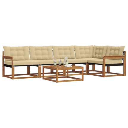 Utomhussoffset med kudde 6 pcs Naturlig och Beige