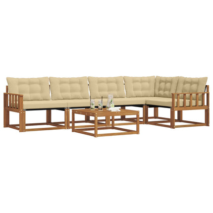 Utomhussoffset med kudde 6 pcs Naturlig och Beige