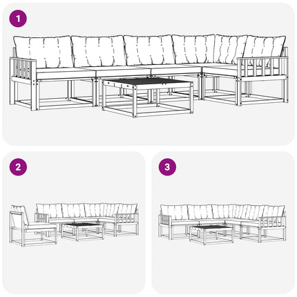 Utomhussoffset med kudde 6 pcs Naturlig och Beige