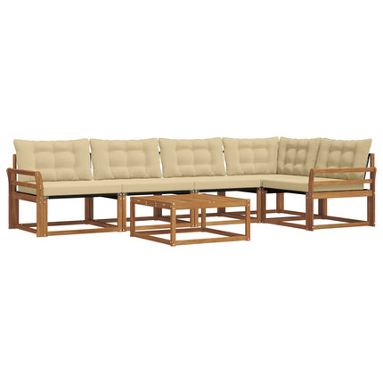 Utomhussoffset med kudde 6 pcs Naturlig och Beige