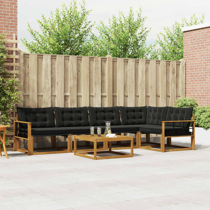 Utomhussoffset med kudde 6 pcs Naturlig och svart