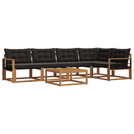 Utomhussoffset med kudde 6 pcs Naturlig och svart