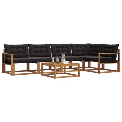 Utomhussoffset med kudde 6 pcs Naturlig och svart