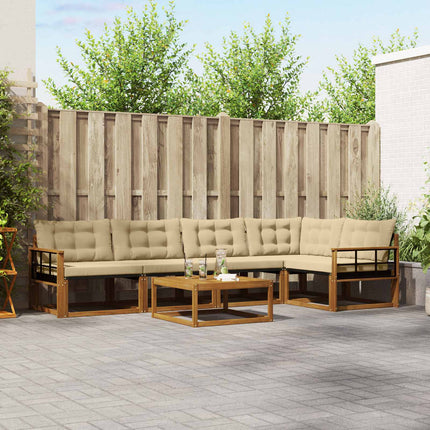 Utomhussoffset med kudde 6 pcs Naturlig och Beige