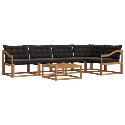 Utomhussoffset med kudde 6 pcs Naturlig och svart