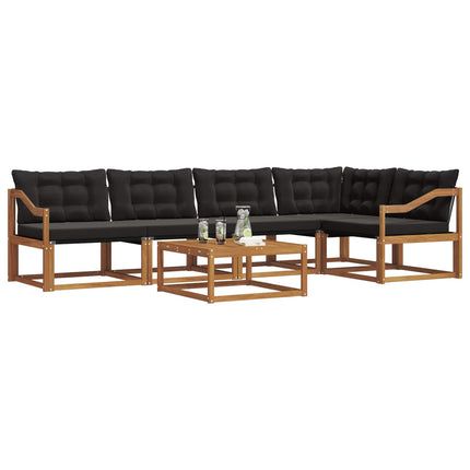 Utomhussoffset med kudde 6 pcs Naturlig och svart