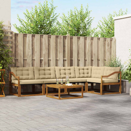 Utomhussoffset med kudde 6 pcs Naturlig och Beige
