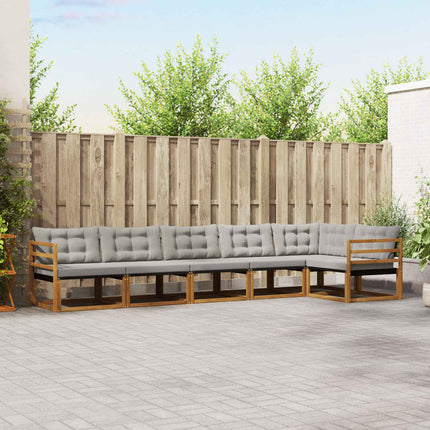 Utomhussoffset med kudde 6 pcs Naturlig och Ljus Grå