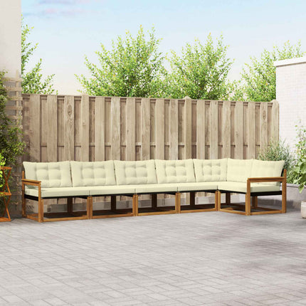 Utomhussoffset med kudde 6 pcs Naturlig och Grädde