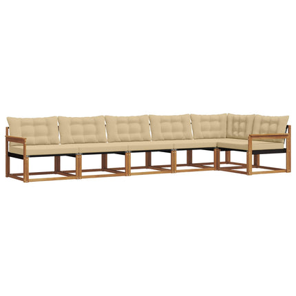 Utomhussoffset med kudde 6 pcs Naturlig och Beige