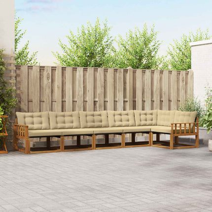 Utomhussoffset med kudde 6 pcs Naturlig och Beige