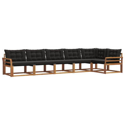 Utomhussoffset med kudde 6 pcs Naturlig och svart